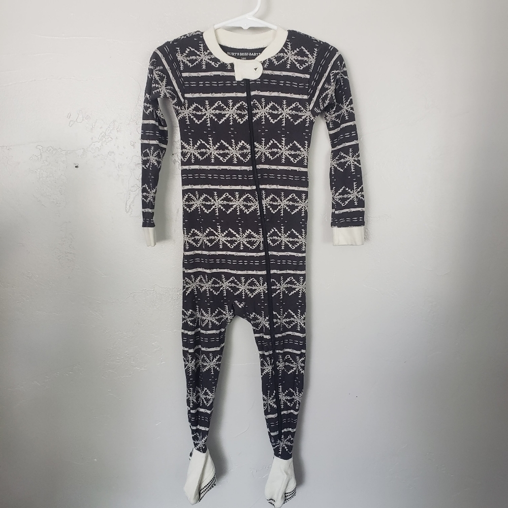 Burt's Bees Baby 24 Months Organic Cotton Footie Pajamas PJ Fair Isle Grey White